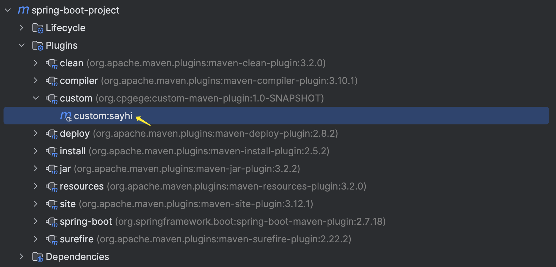 执行自定义 Maven 插件